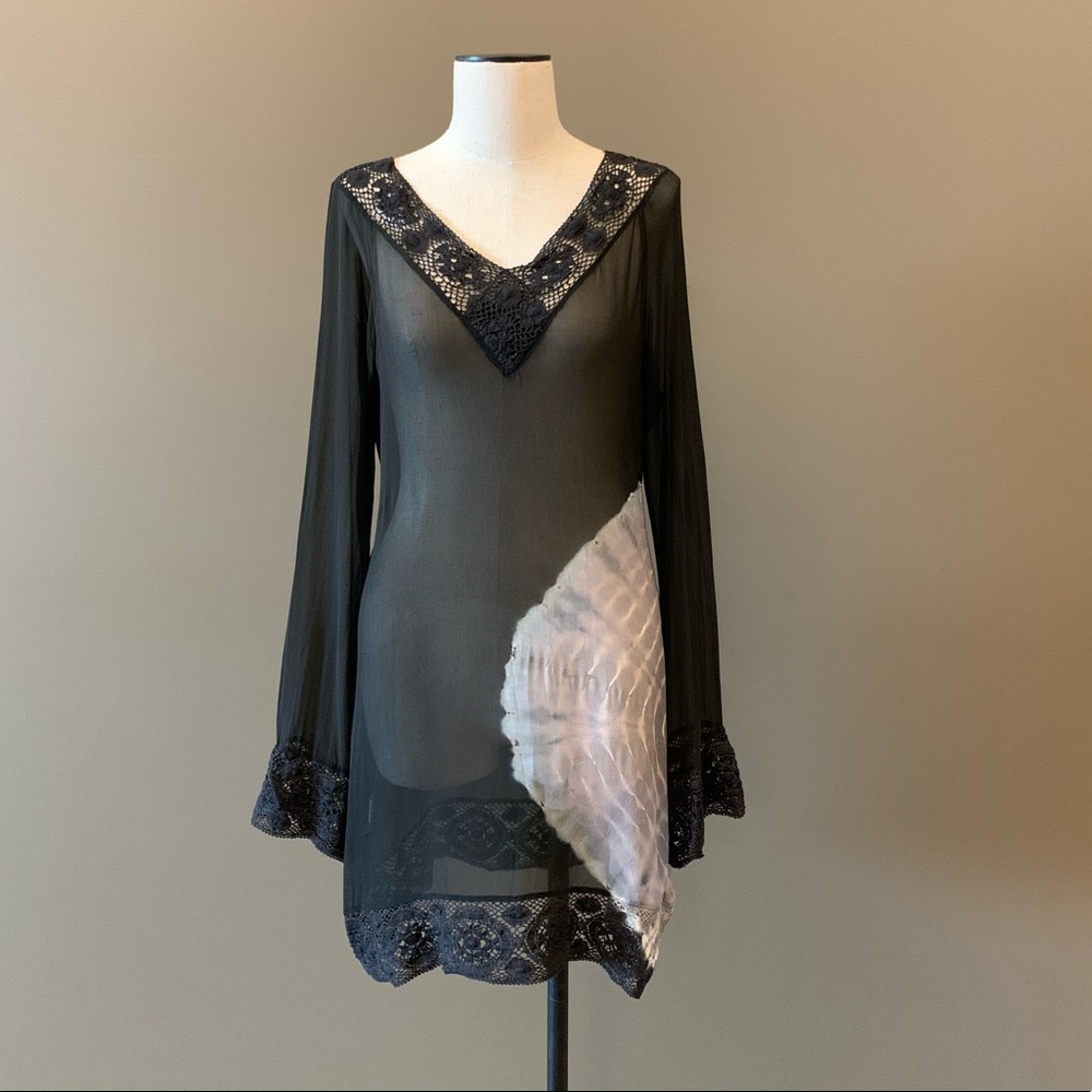 Michelle Jonas long sleeve silk sheer dress